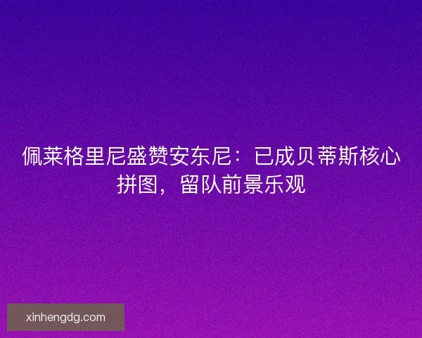 佩莱格里尼盛赞安东尼：已成贝蒂斯核心拼图，留队前景乐观